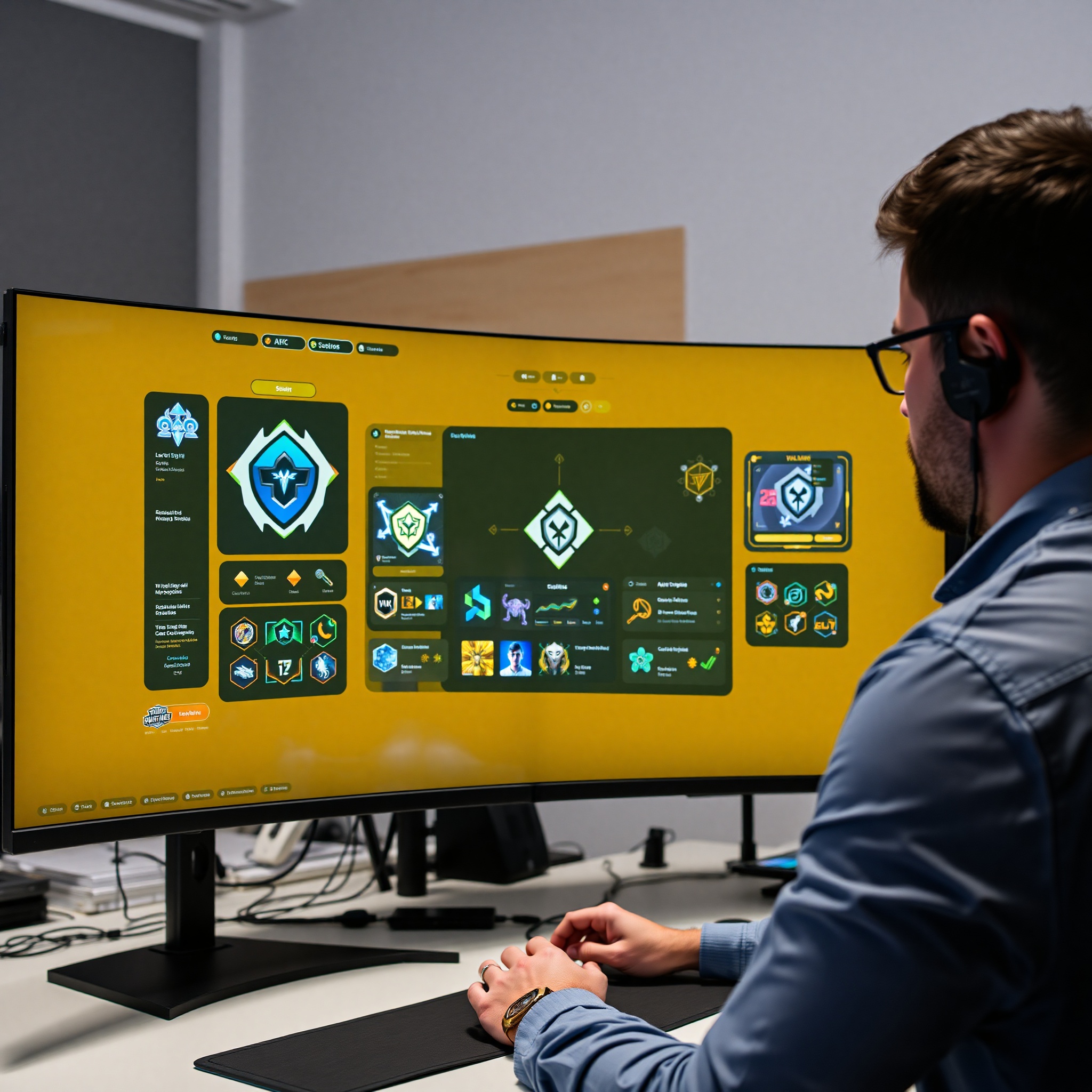 Visualización de capas UI mostrando estratificación de interfaz gaming